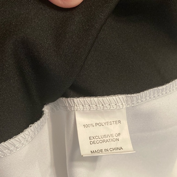 White and Black Asymmetrical A-Line Dress - Picture 7 of 7